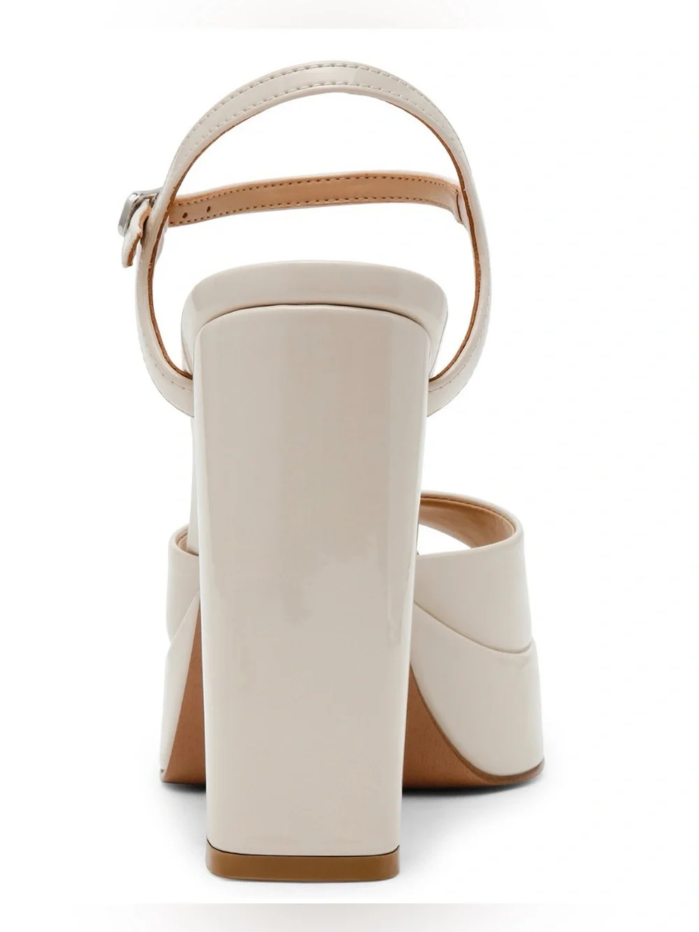 Steve Madden Ivory Patent Platform Block Heel Sandal.       #14